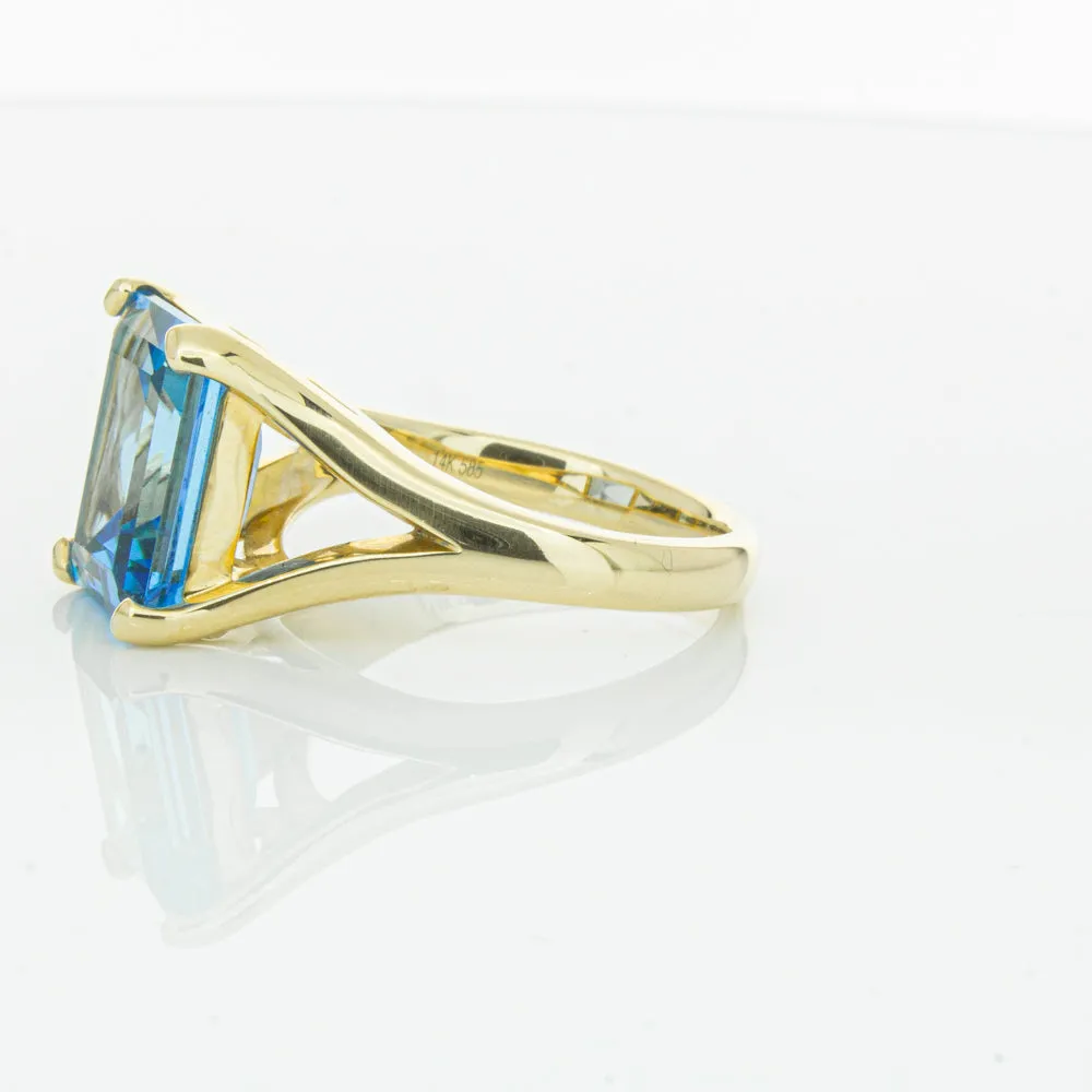 14ct Yellow Gold Blue Topaz Verona Ring