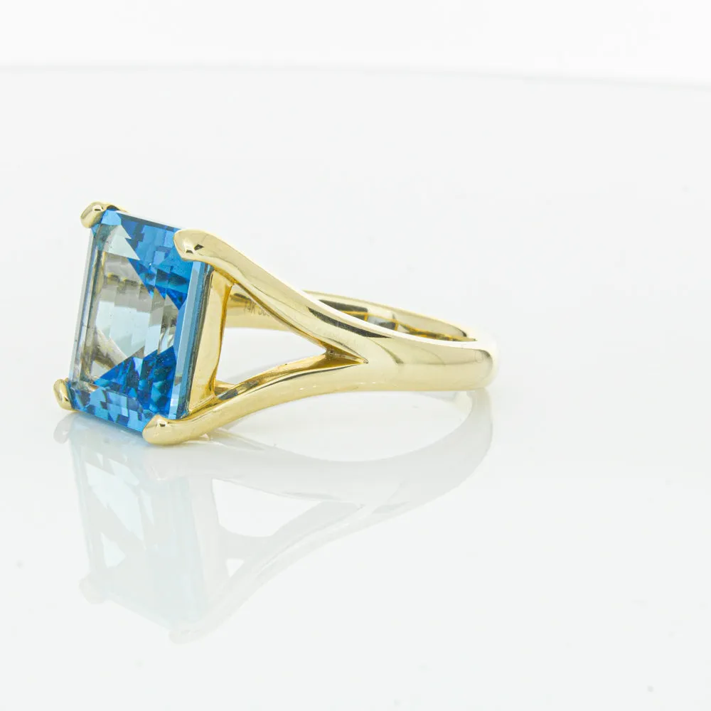 14ct Yellow Gold Blue Topaz Verona Ring