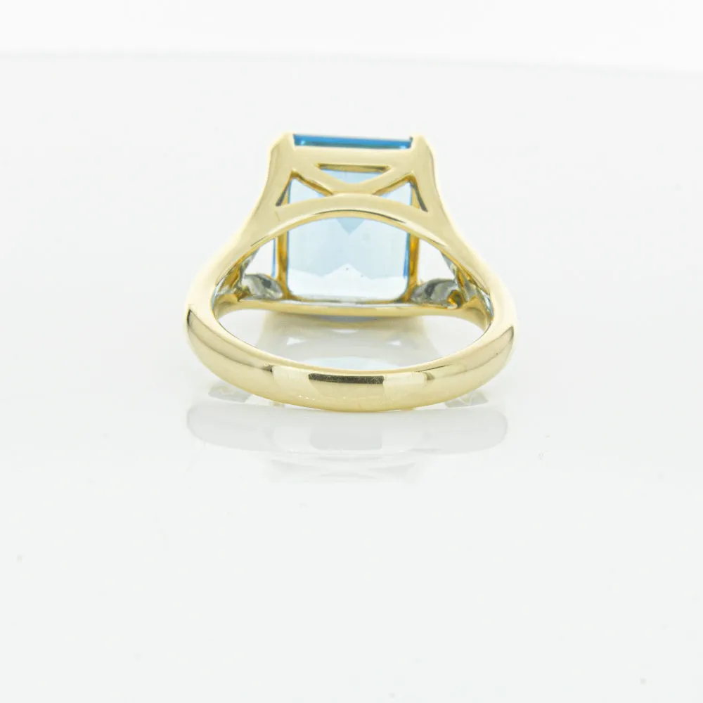 14ct Yellow Gold Blue Topaz Verona Ring