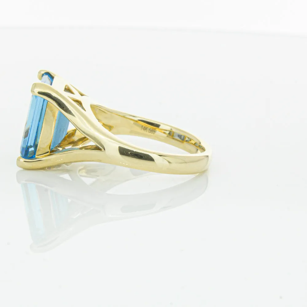 14ct Yellow Gold Blue Topaz Verona Ring