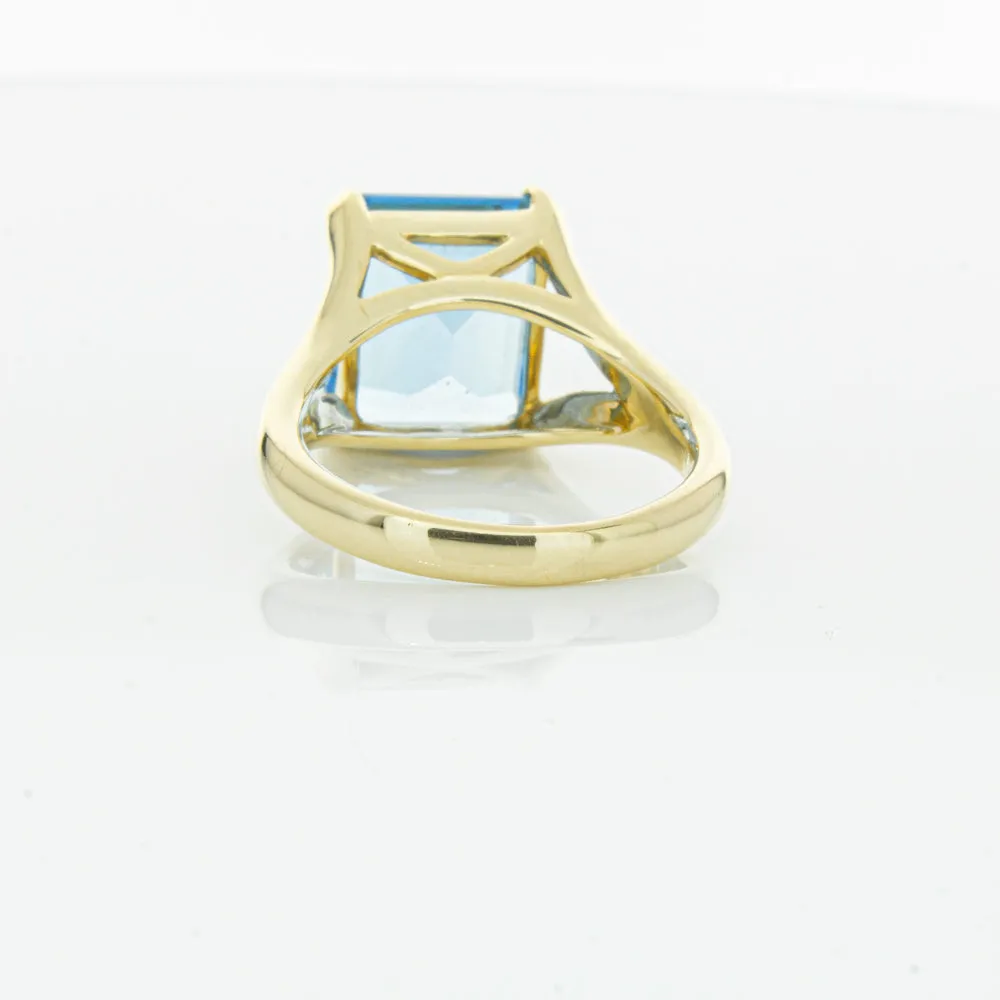 14ct Yellow Gold Blue Topaz Verona Ring