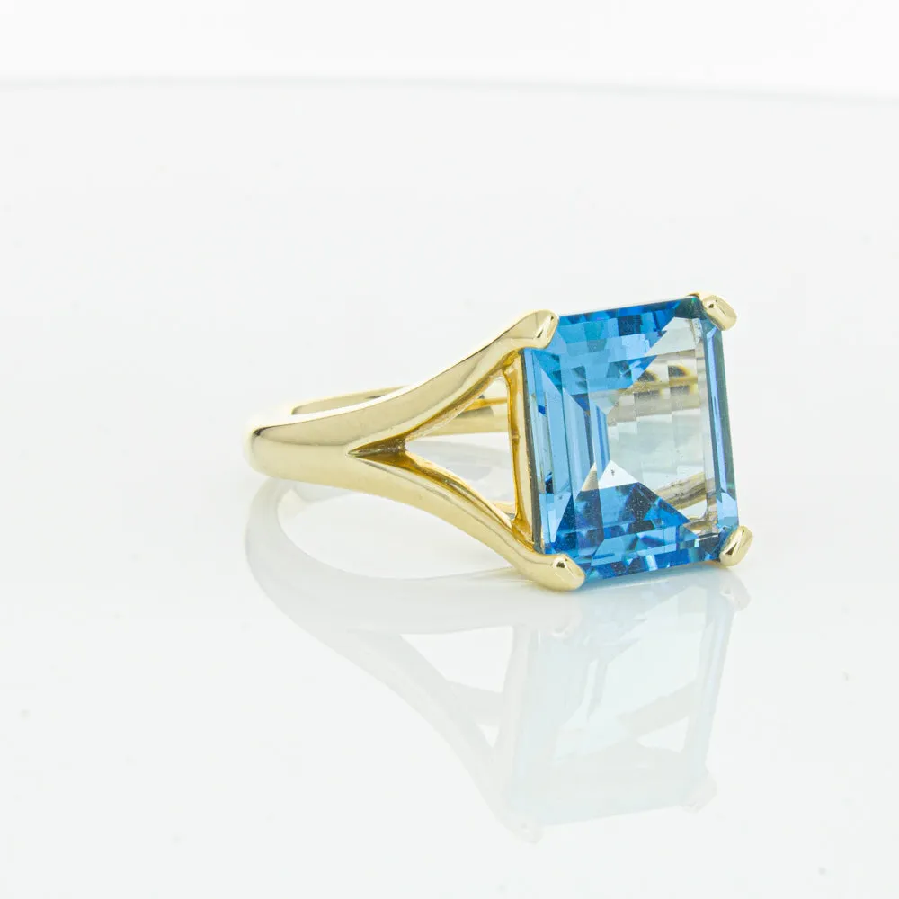 14ct Yellow Gold Blue Topaz Verona Ring