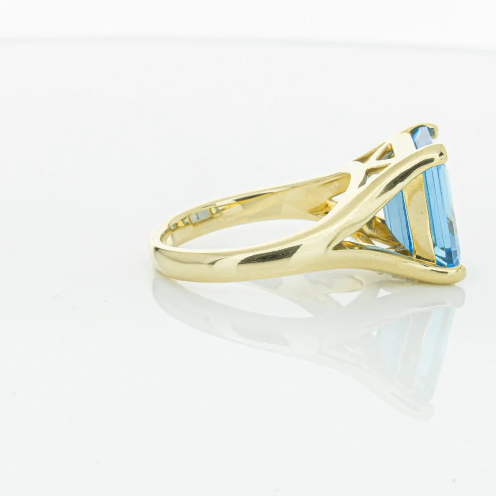 14ct Yellow Gold Blue Topaz Verona Ring