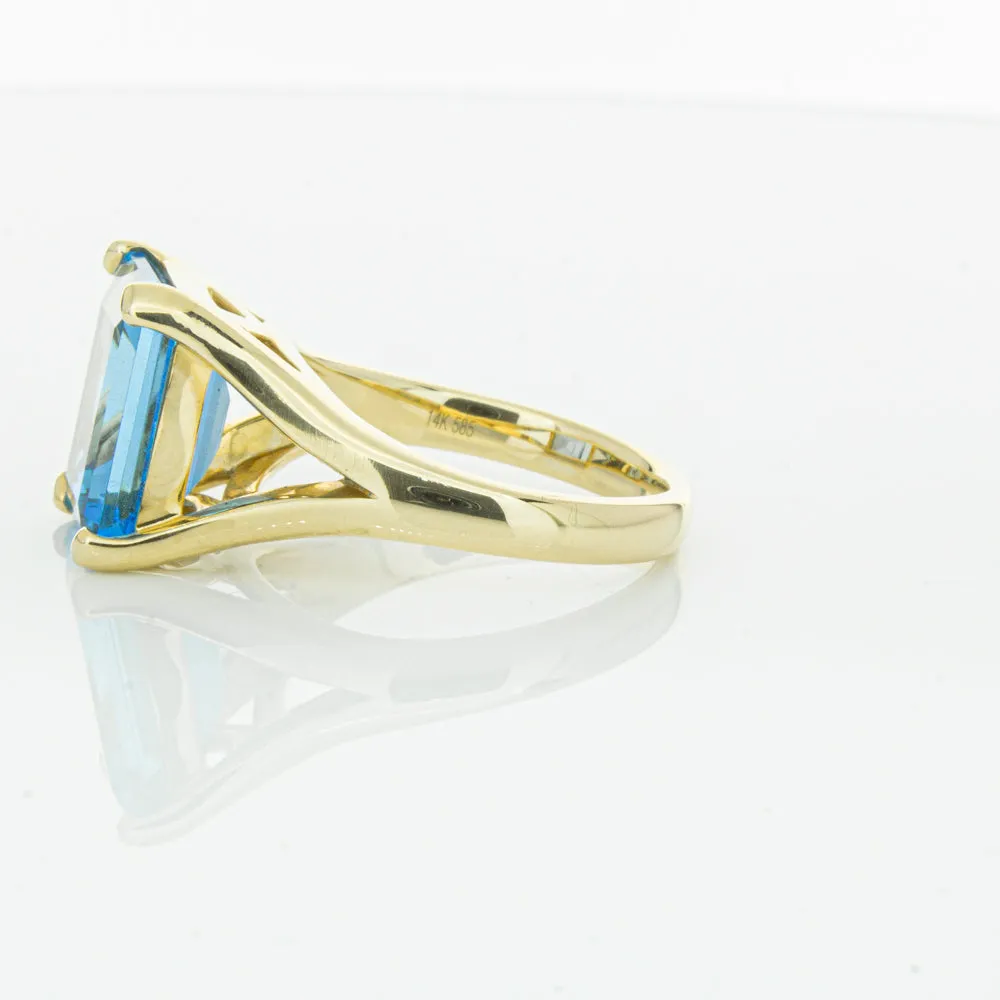 14ct Yellow Gold Blue Topaz Verona Ring