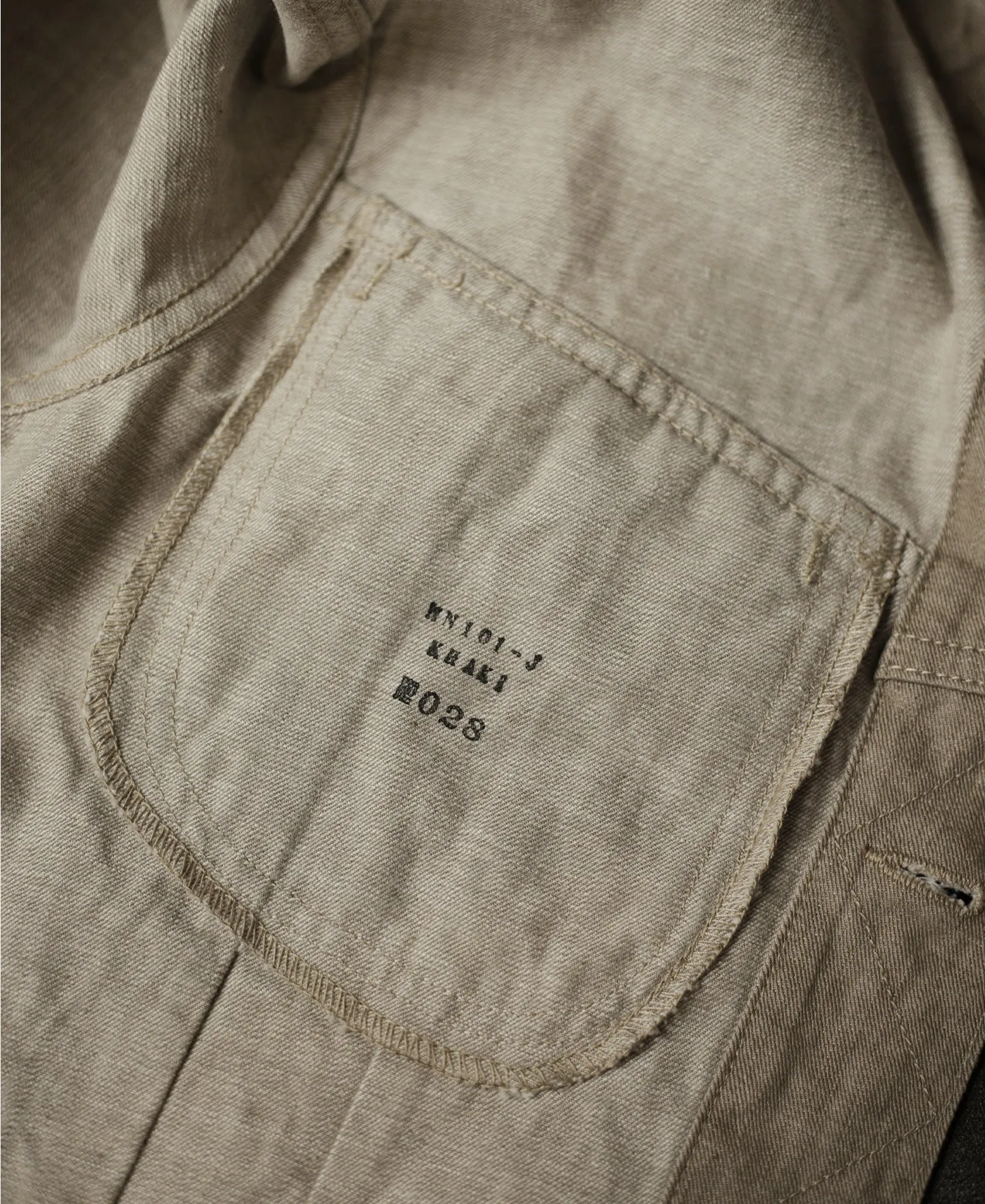 1950s 11.5 oz Sulphur-Dyed Khaki Denim Jacket