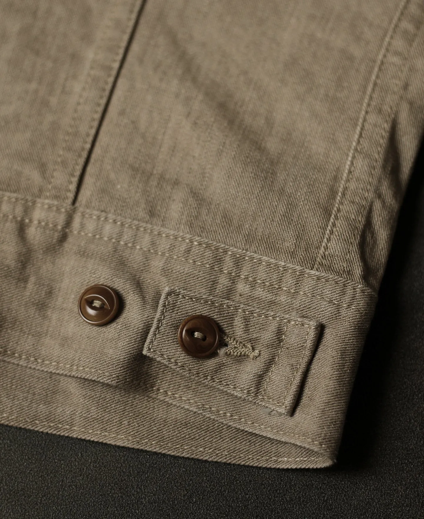 1950s 11.5 oz Sulphur-Dyed Khaki Denim Jacket