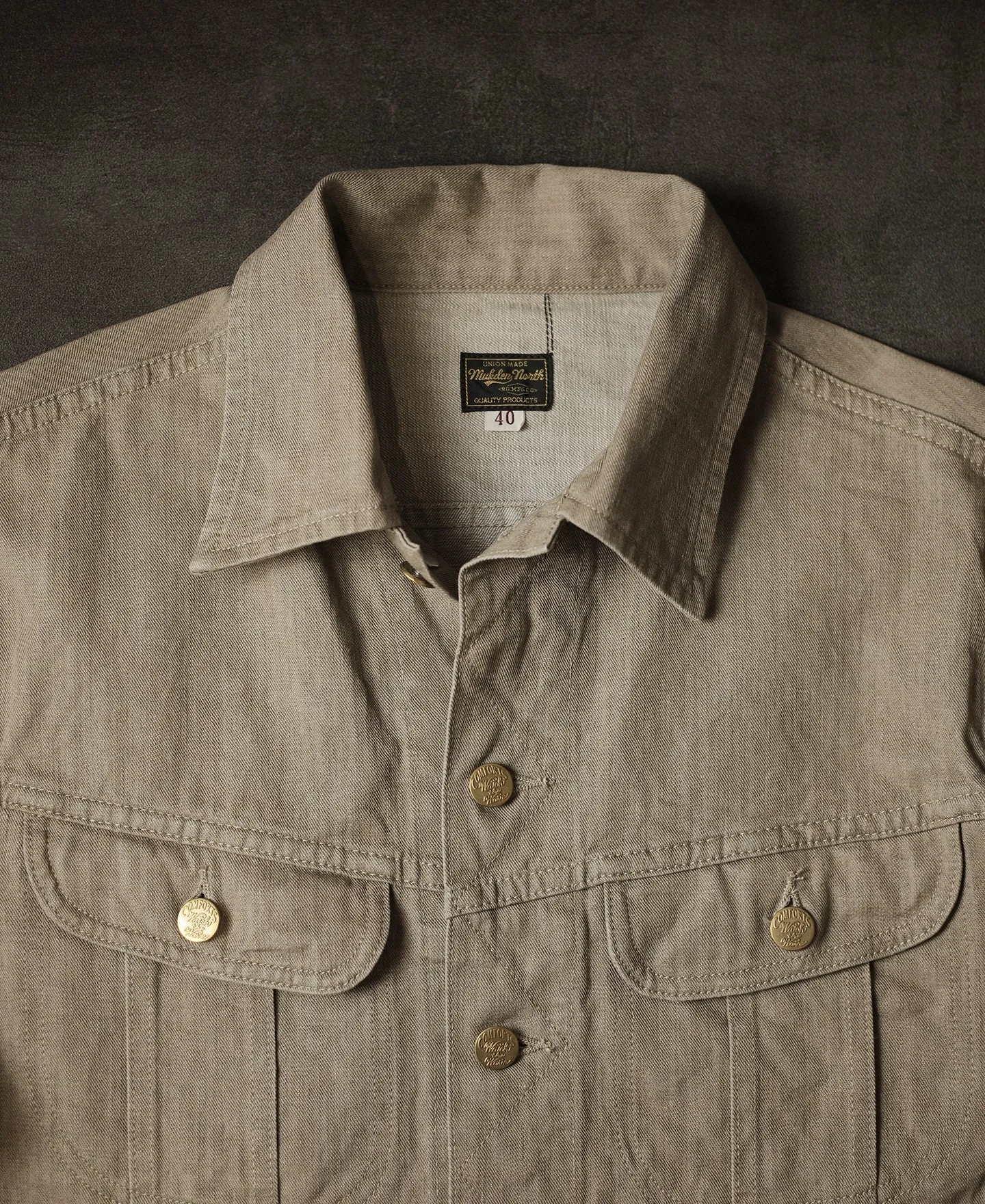 1950s 11.5 oz Sulphur-Dyed Khaki Denim Jacket