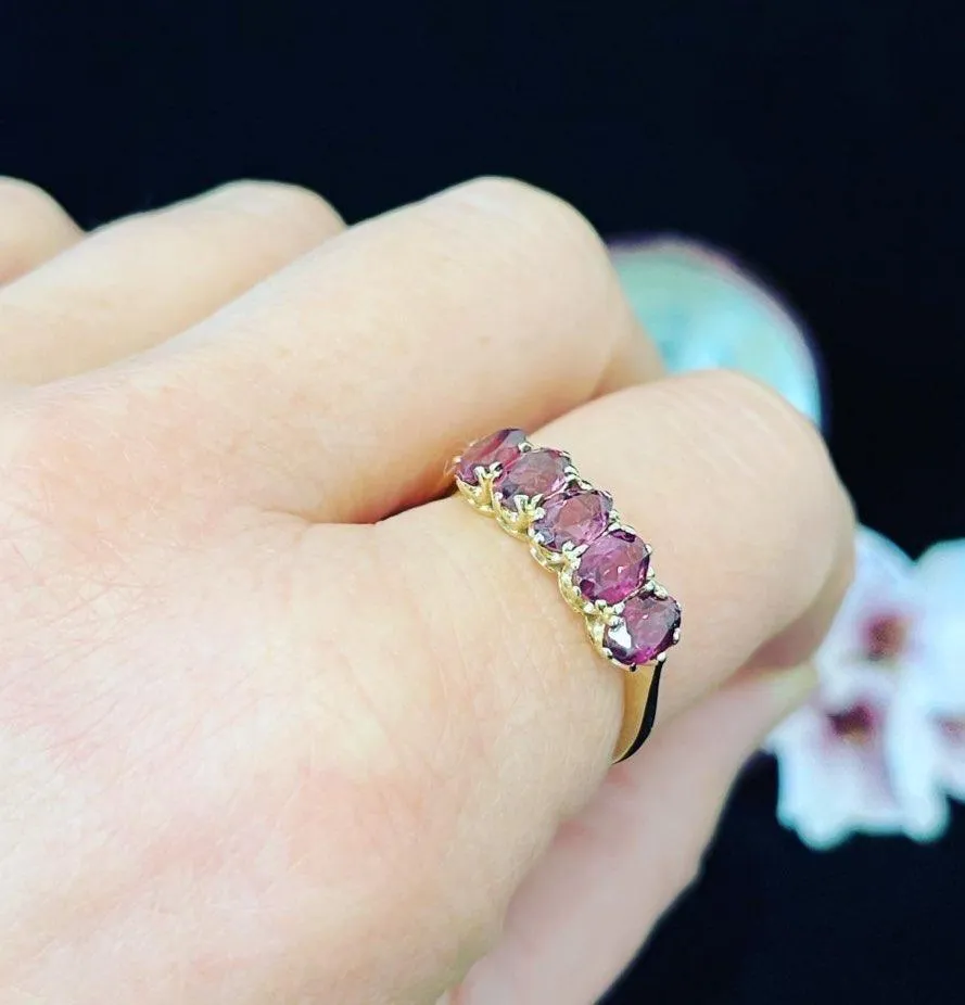 1970s Rhodolite Garnet Bridge Ring