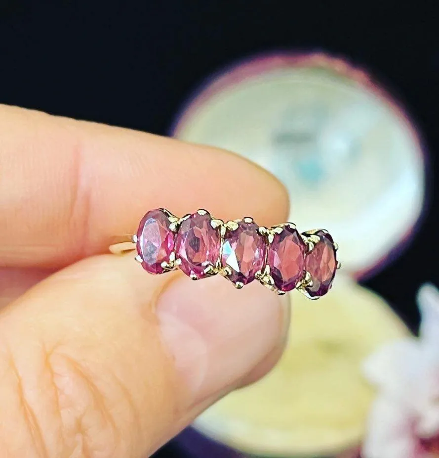 1970s Rhodolite Garnet Bridge Ring