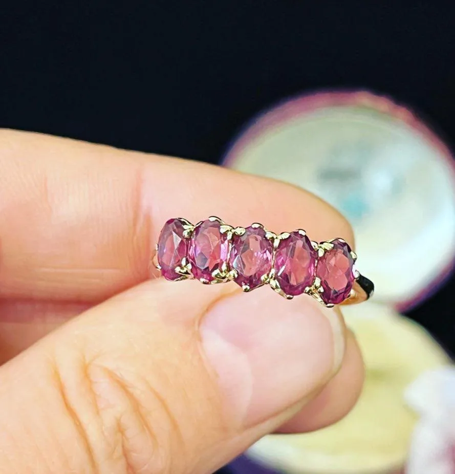 1970s Rhodolite Garnet Bridge Ring