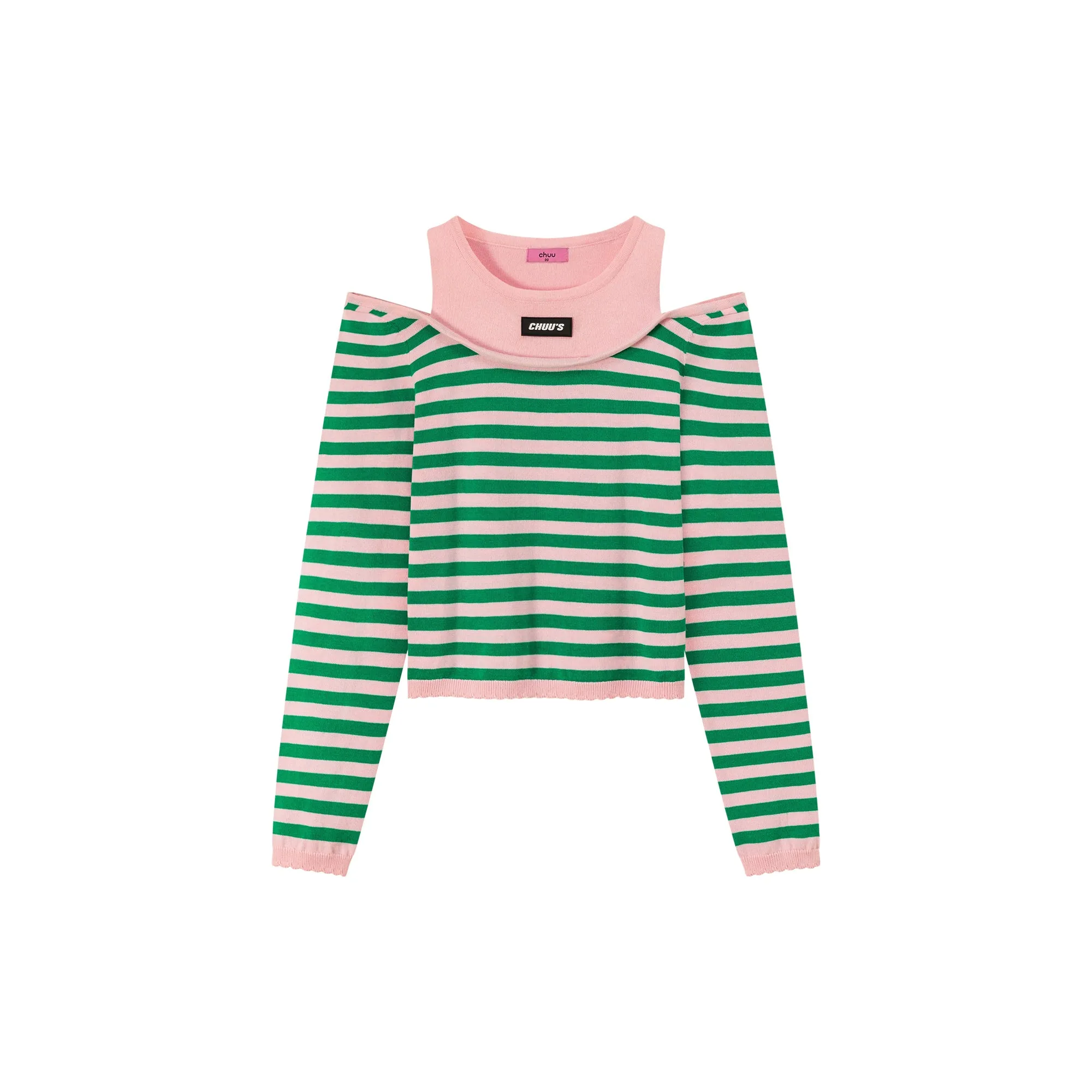 2-Layer Stripe Long Sleeves Top