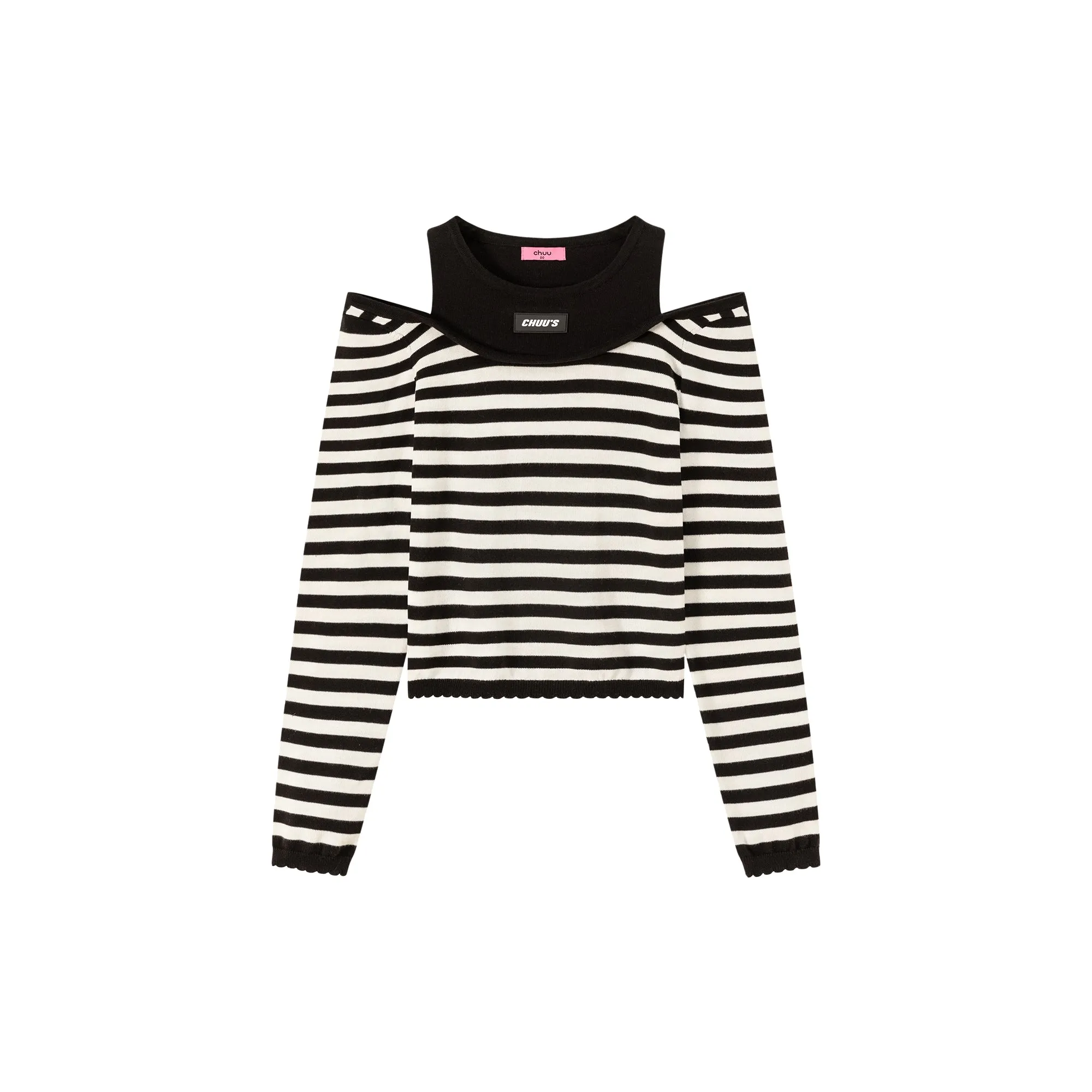 2-Layer Stripe Long Sleeves Top