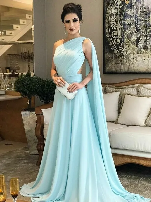 A Line Blue Cheap Prom Dress Chiffon Evenng Dress ER2040