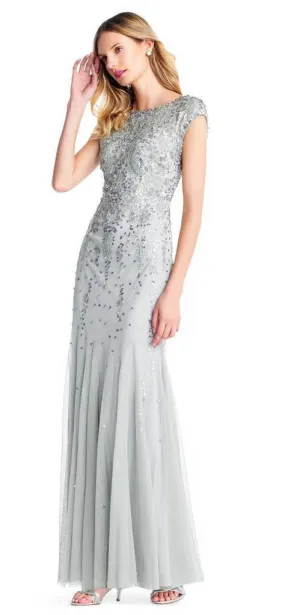 Adrianna Papell - Bead Embellished Bateau Godet Evening Gown AP1E202893