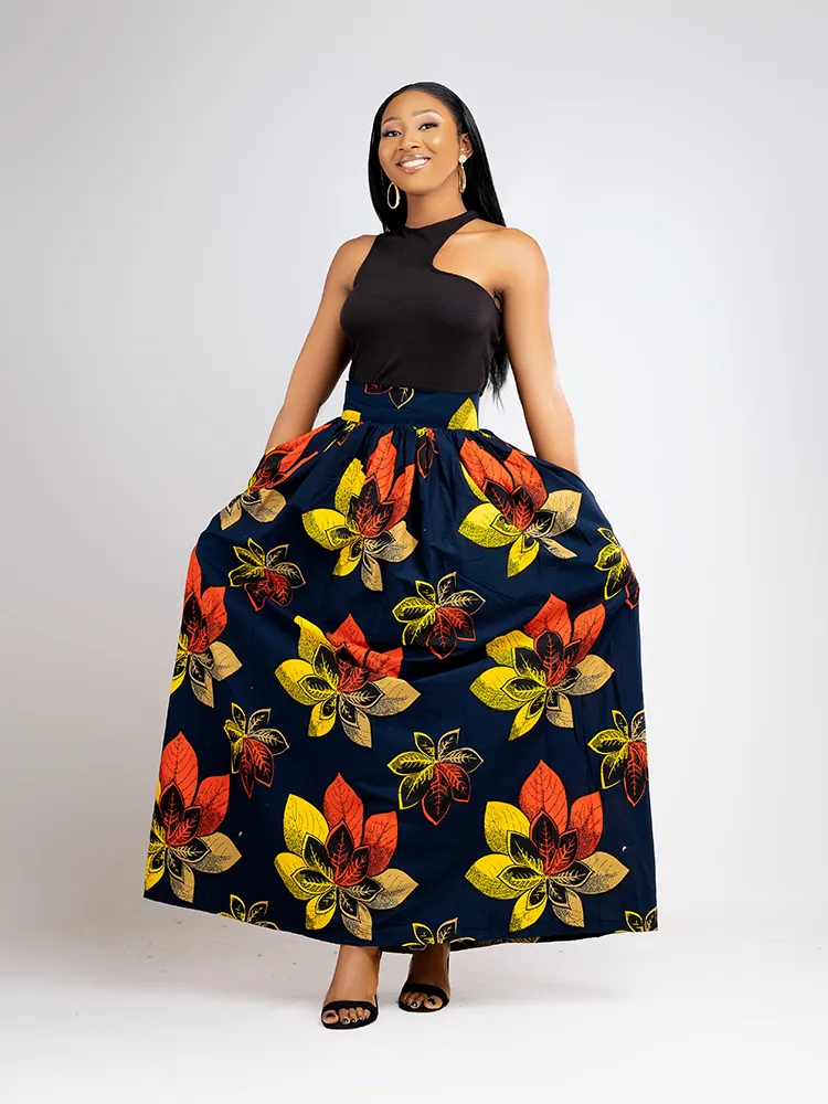 African Print Meava Maxi Skirt