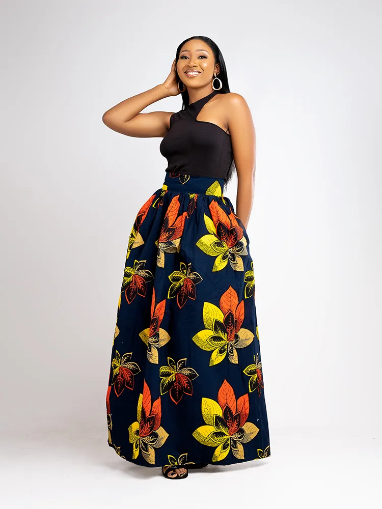 African Print Meava Maxi Skirt