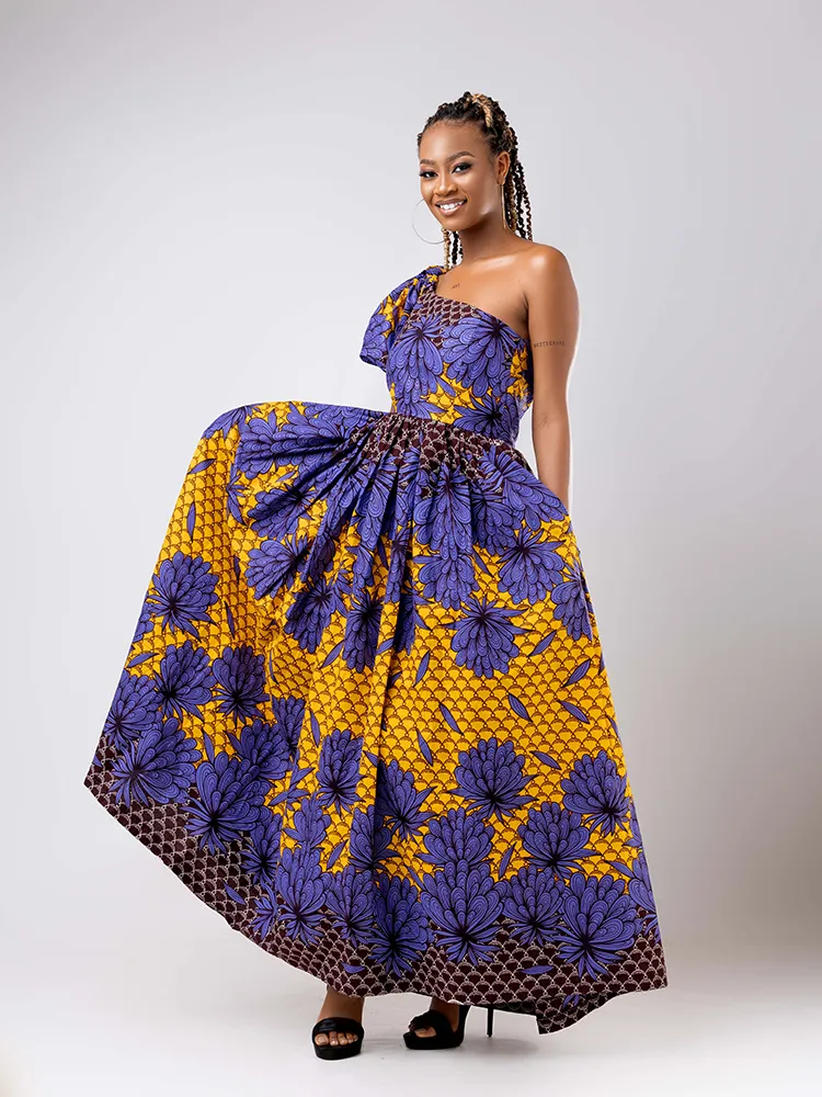 African Print Sunniga single sleeve maxi dress