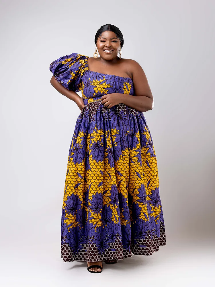 African Print Sunniga single sleeve maxi dress