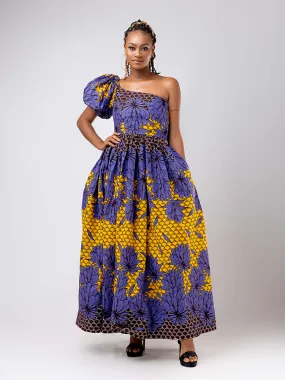 African Print Sunniga single sleeve maxi dress