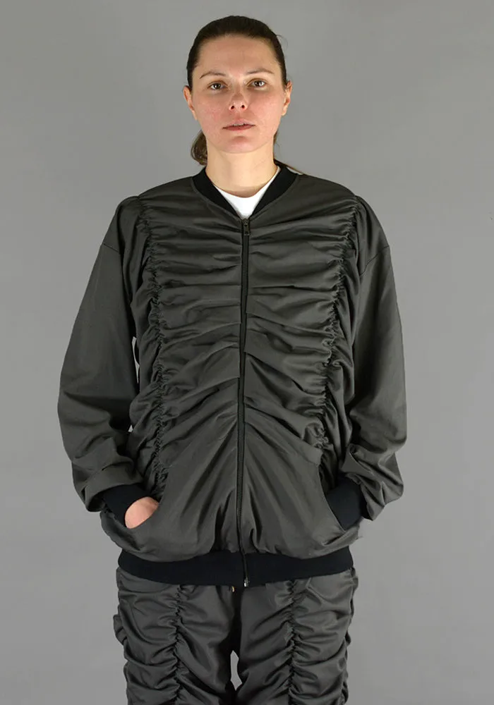 AFTER HOMEWORK UNISEX LIGHTER GATHERED BOMBER JACKET DARK GREY