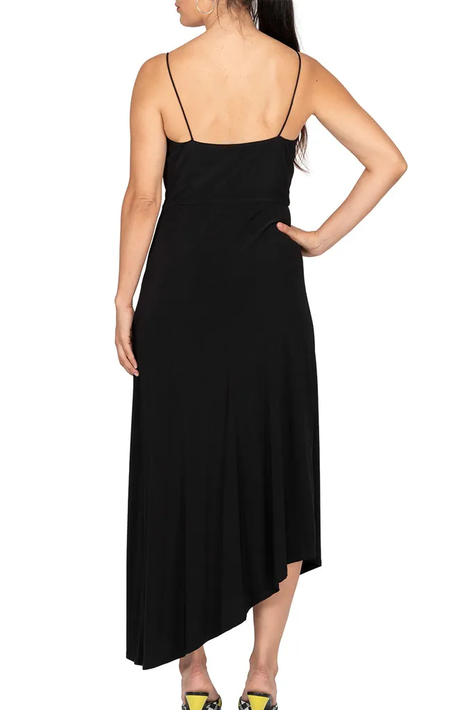 AIDAN MATTOX-BLACK DRAPED JERSEY DRESS