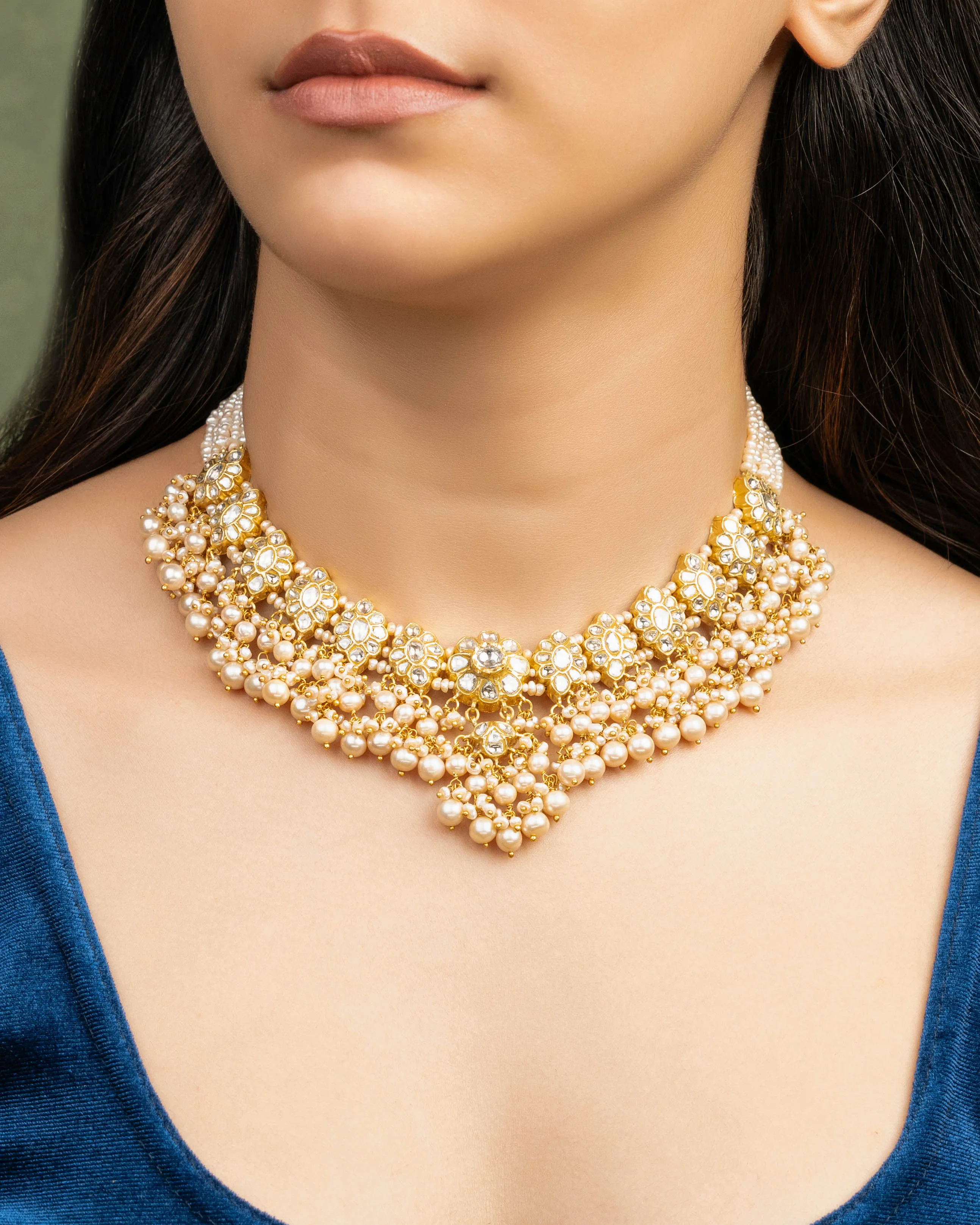 Elegant Akrti Necklace with Tabassum Tops Polki Set – Stunning Designer Jewelry for Special Occasions