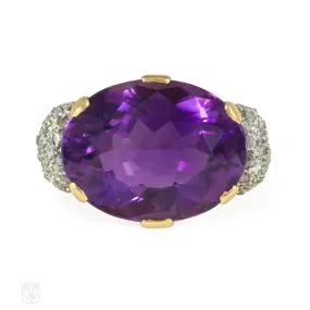 Amethyst and diamond cocktail ring