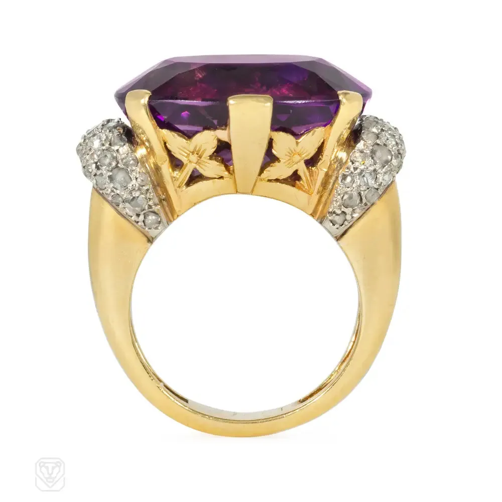 Amethyst and diamond cocktail ring