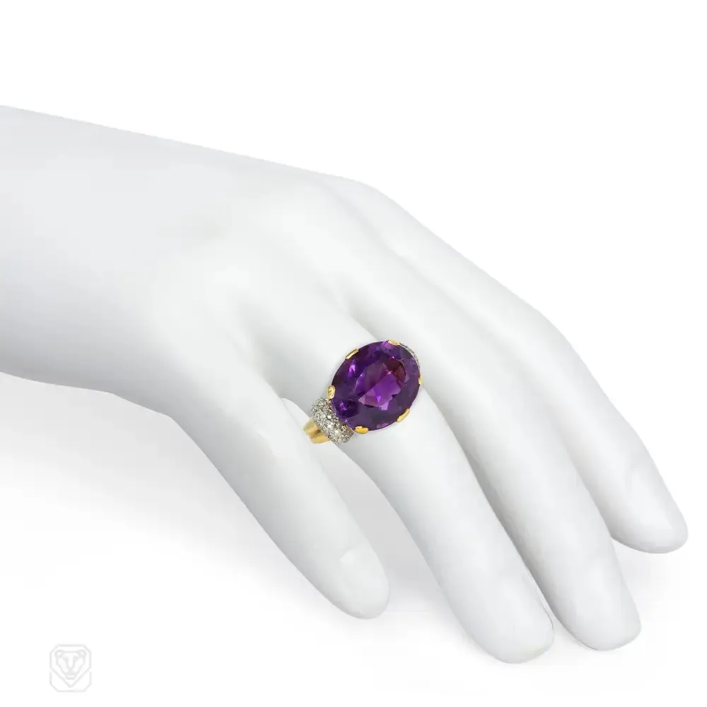 Amethyst and diamond cocktail ring