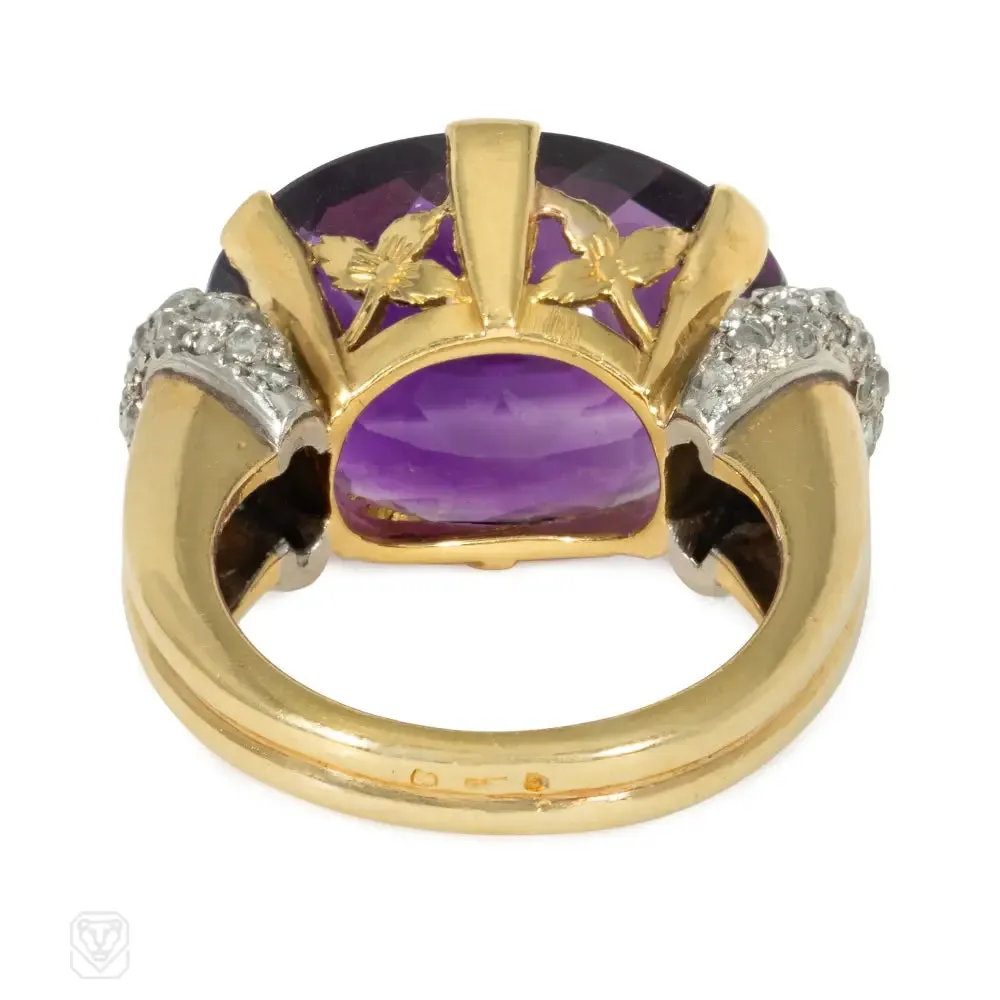 Amethyst and diamond cocktail ring