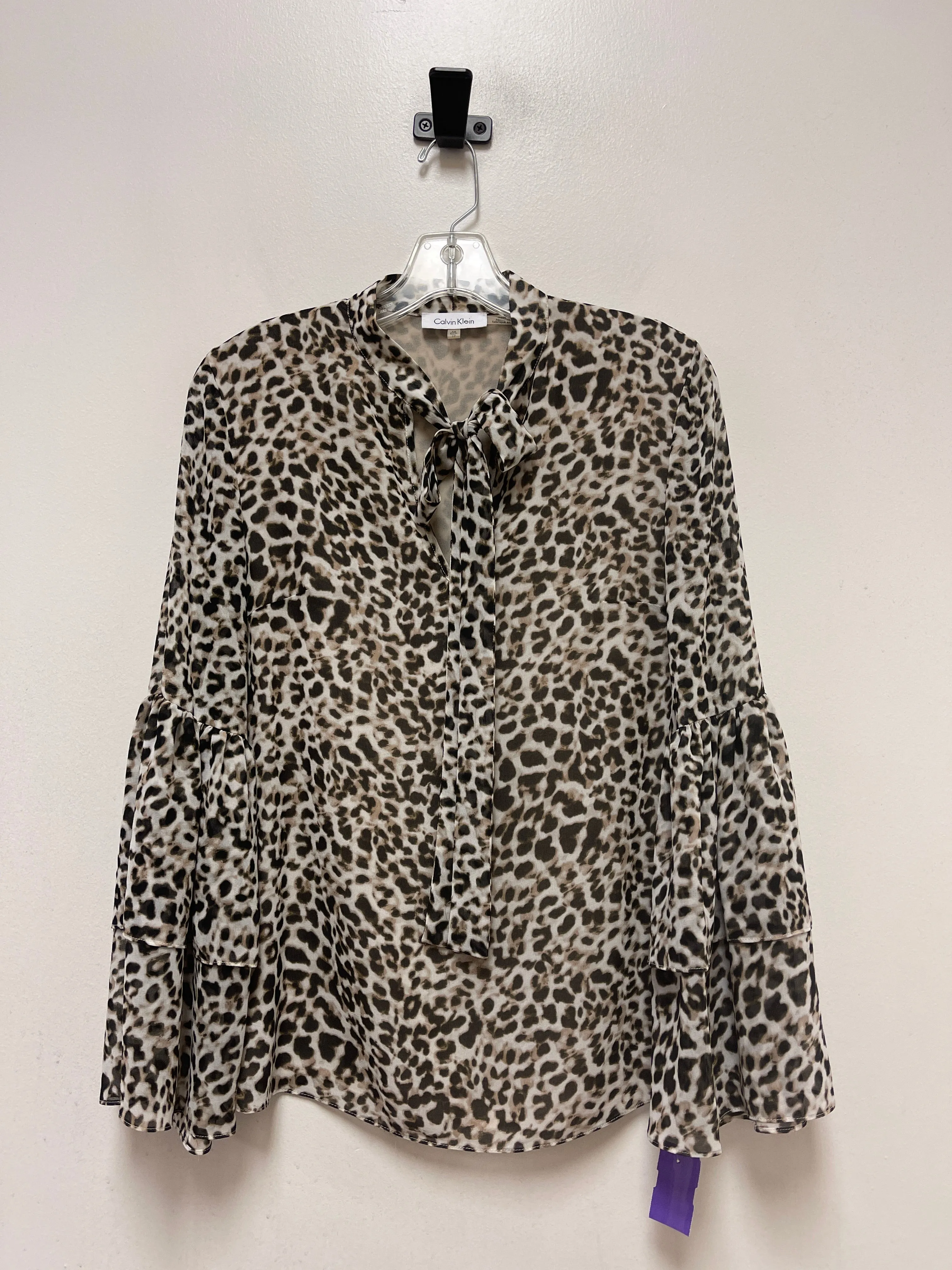 Animal Print Top Long Sleeve Calvin Klein, Size Xs