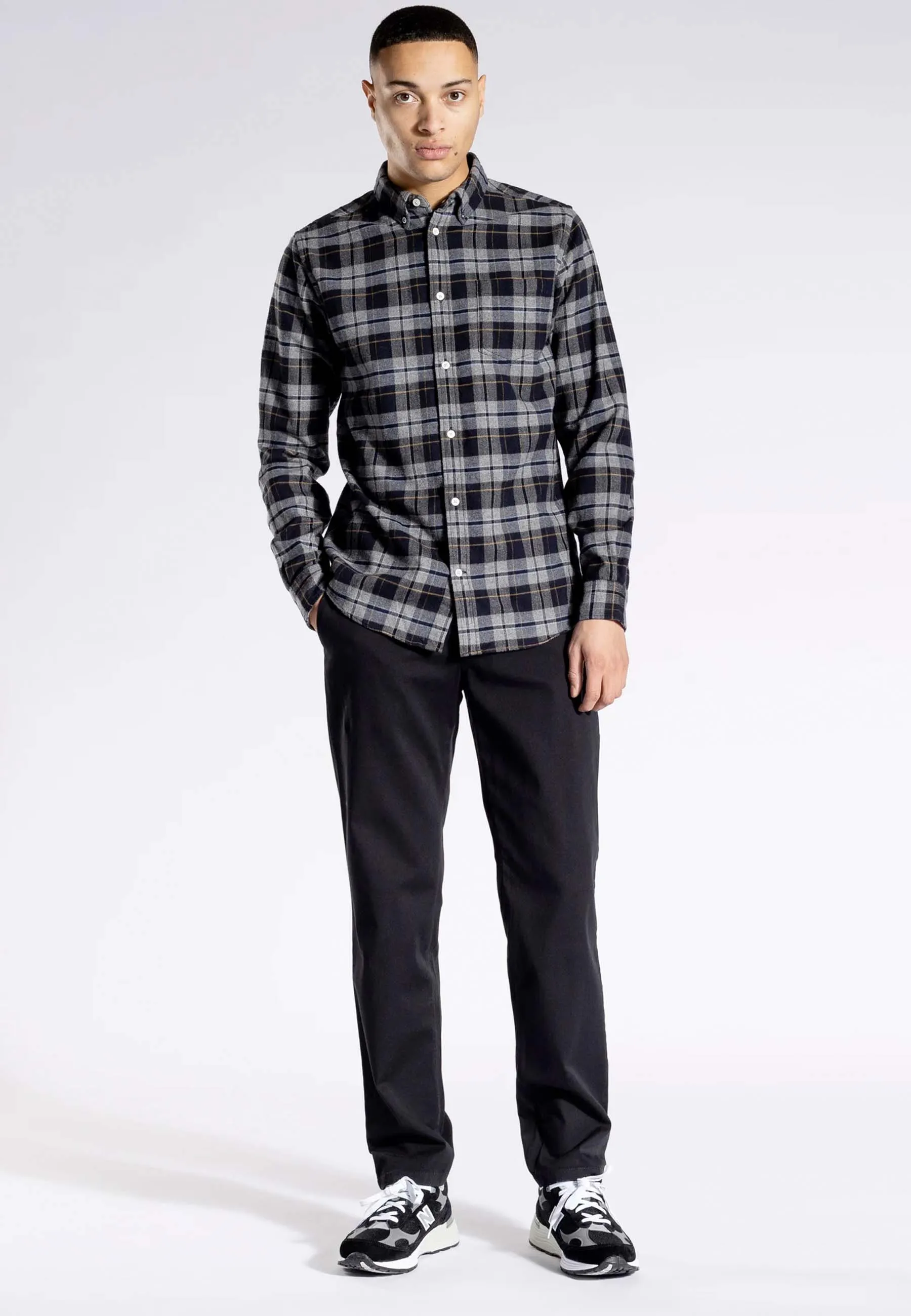 Anton Brushed Flannel Check Shirt - Taupe