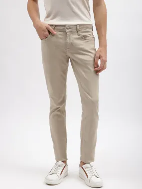 Antony Morato Men Beige Solid Tapered Fit Mid-Rise Jeans