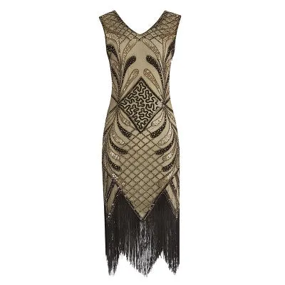 Art deco beaded dress with fringing