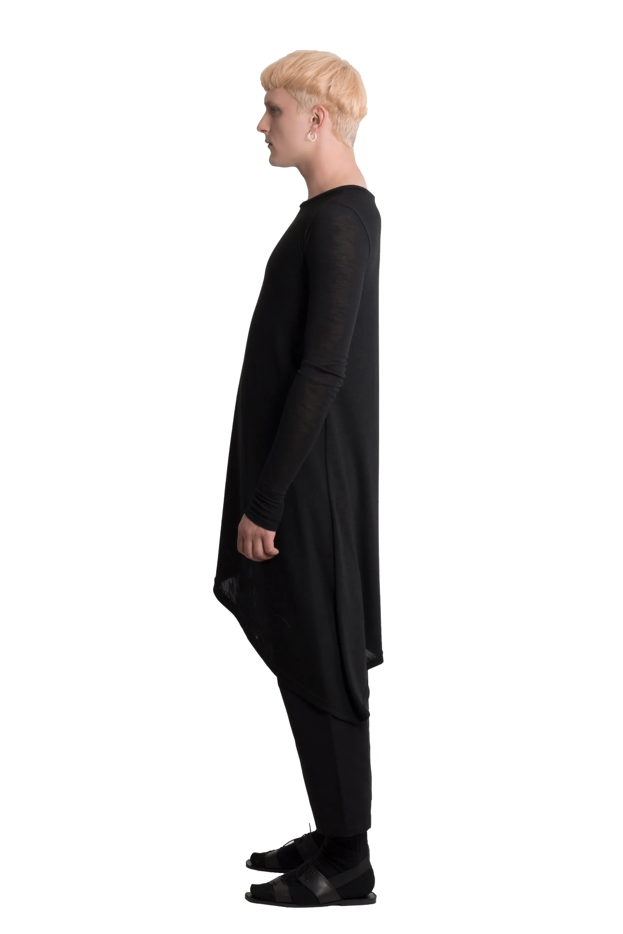 Asymmetric black cotton top