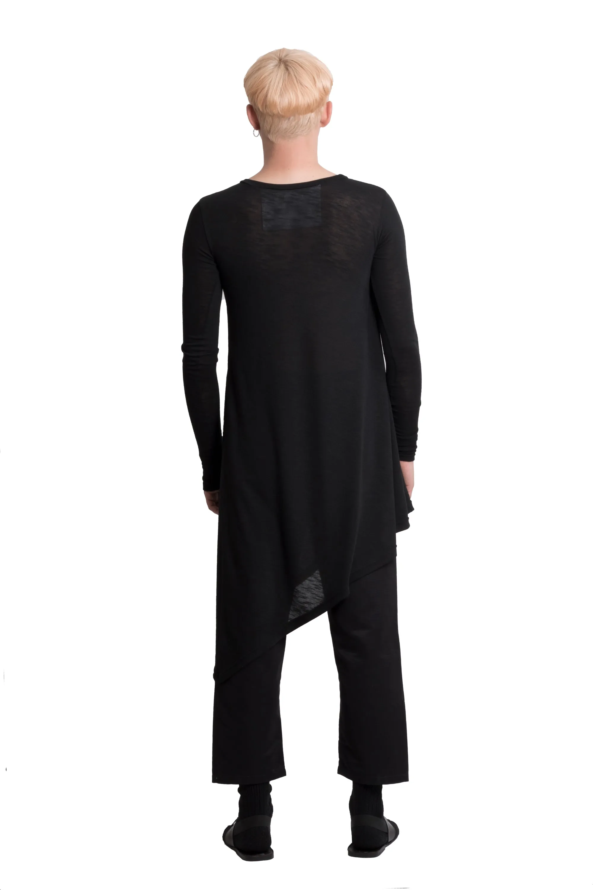 Asymmetric black cotton top