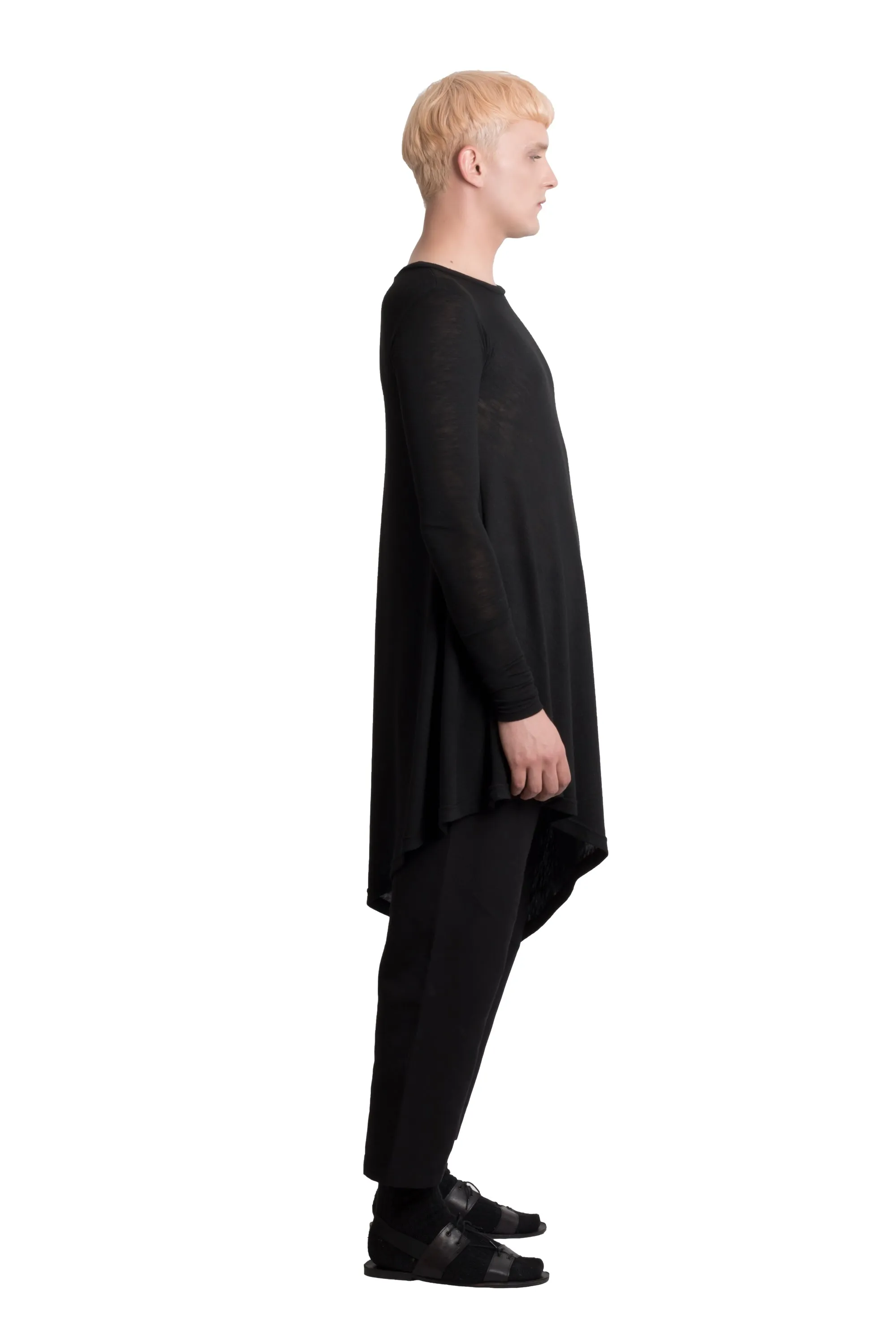 Asymmetric black cotton top