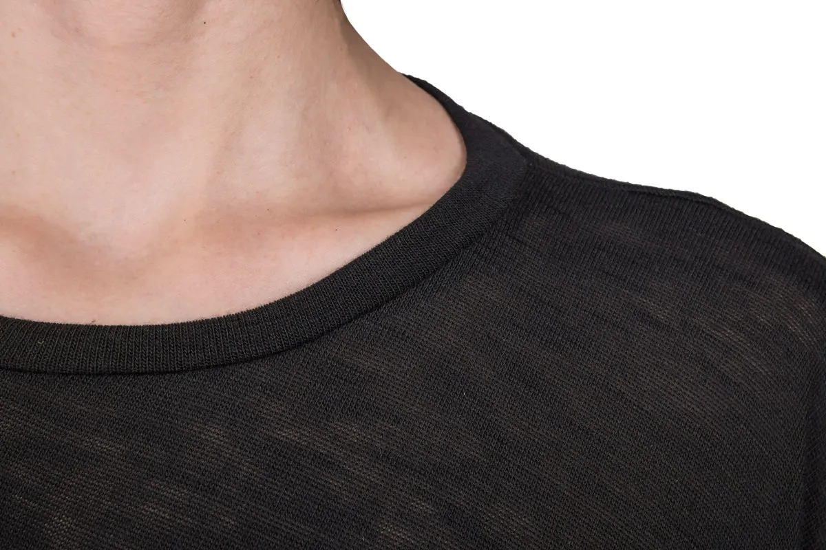 Asymmetric black cotton top