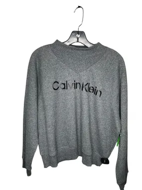 Athletic Sweatshirt Crewneck By Calvin Klein In Grey, Size: L