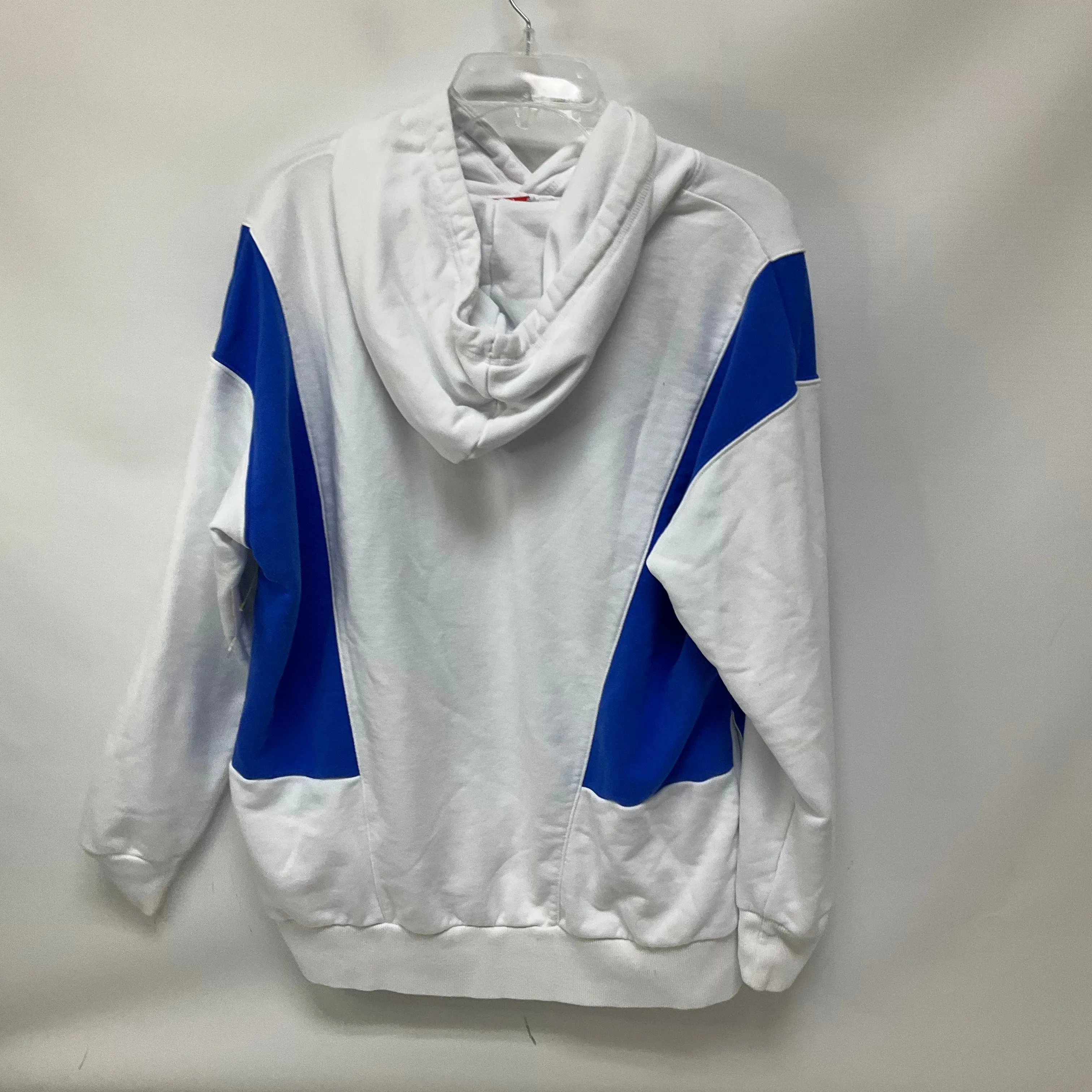 Athletic Sweatshirt Hoodie By New Balance In Blue & White, Size: L