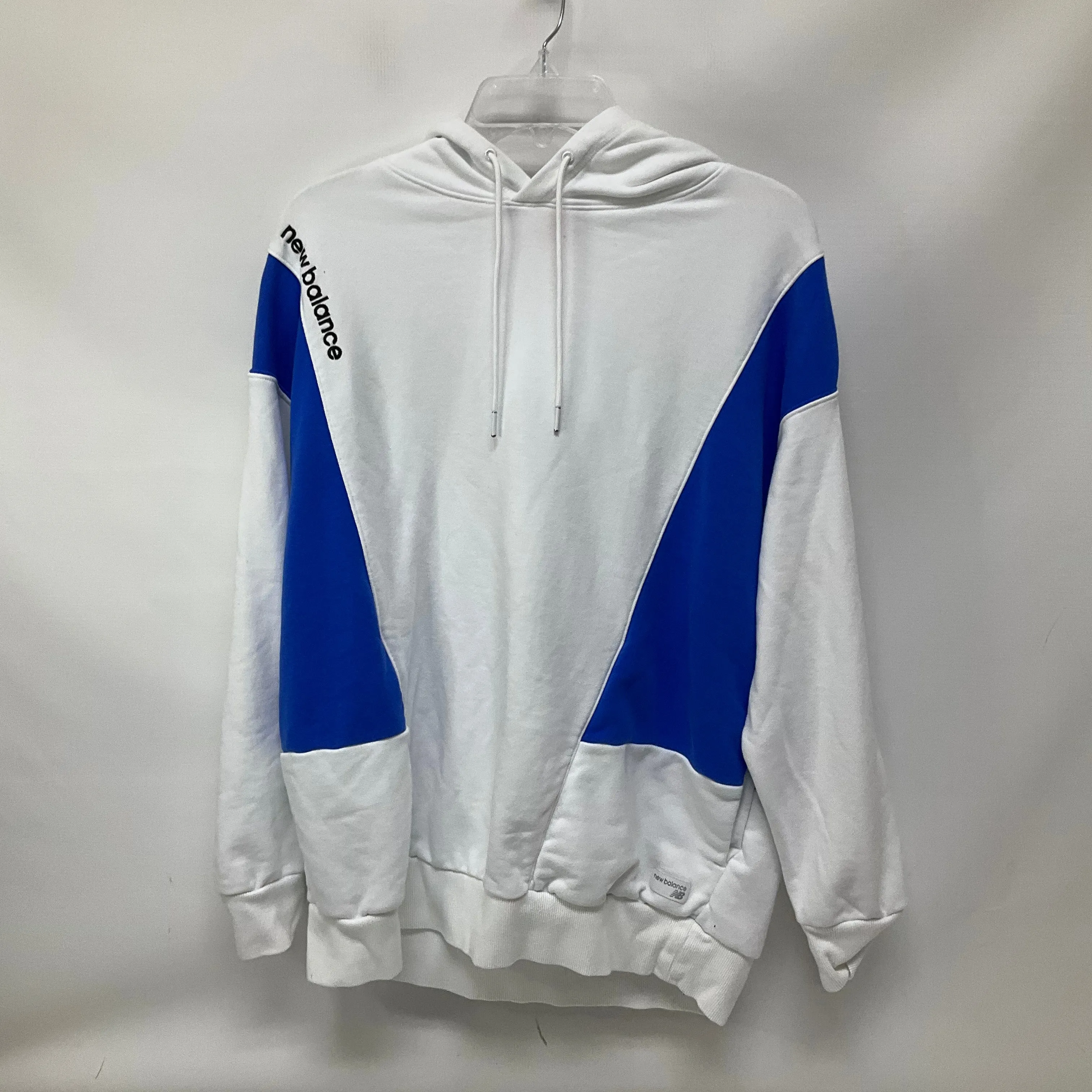 Athletic Sweatshirt Hoodie By New Balance In Blue & White, Size: L