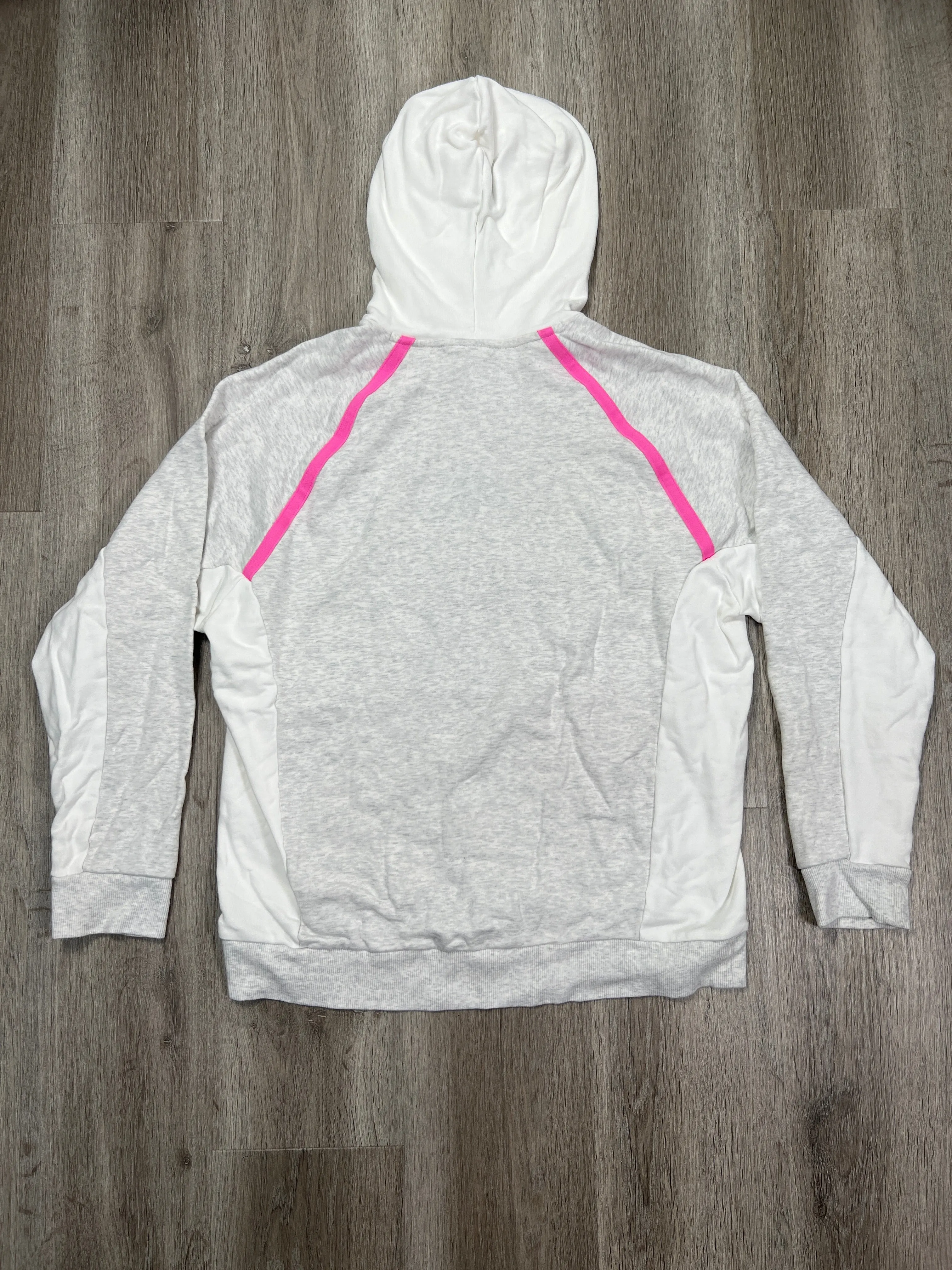 Athletic Sweatshirt Hoodie By New Balance In Cream & Grey, Size: L