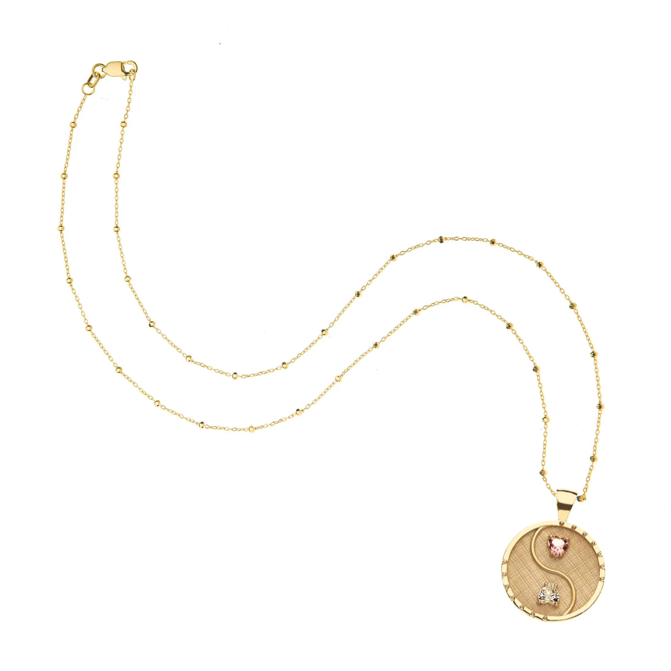 BALANCE JW Small Pendant Coin in 14k with Stones