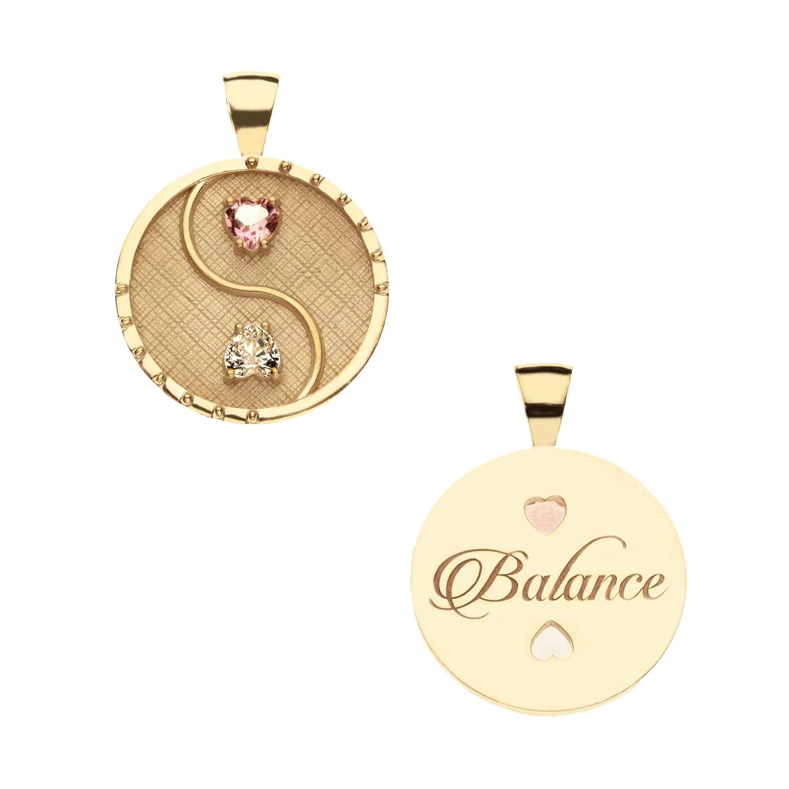 BALANCE JW Small Pendant Coin in 14k with Stones