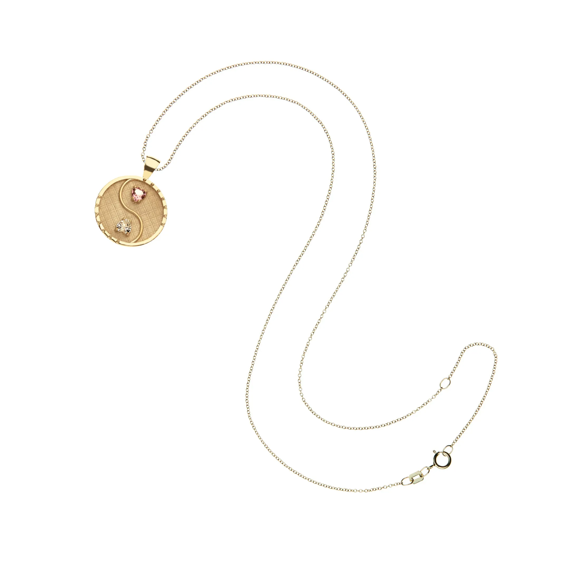 BALANCE JW Small Pendant Coin in 14k with Stones