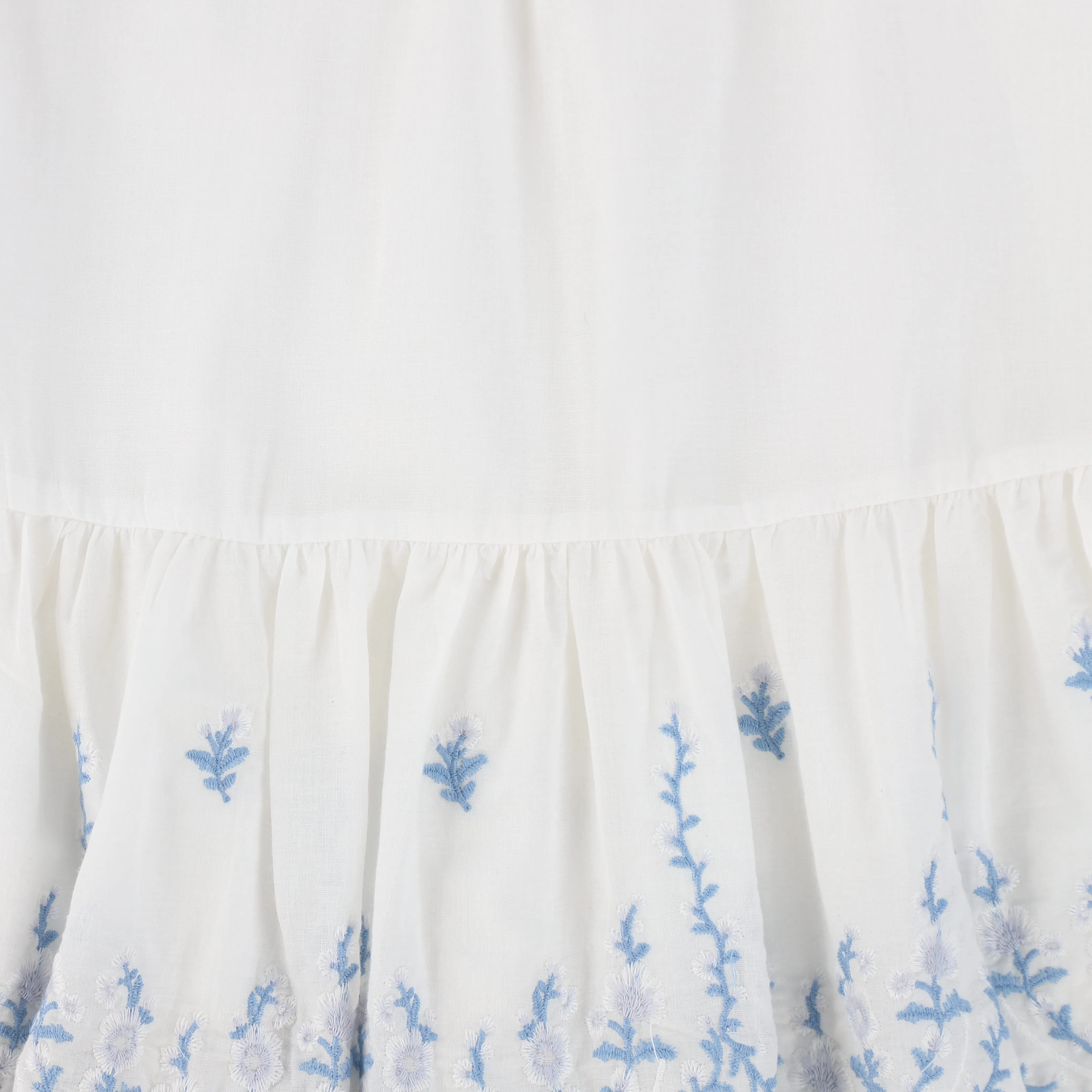 BAMBOO WHITE EMBROIDERED SCALLOP TRIM MIDI SKIRT [FINAL SALE]