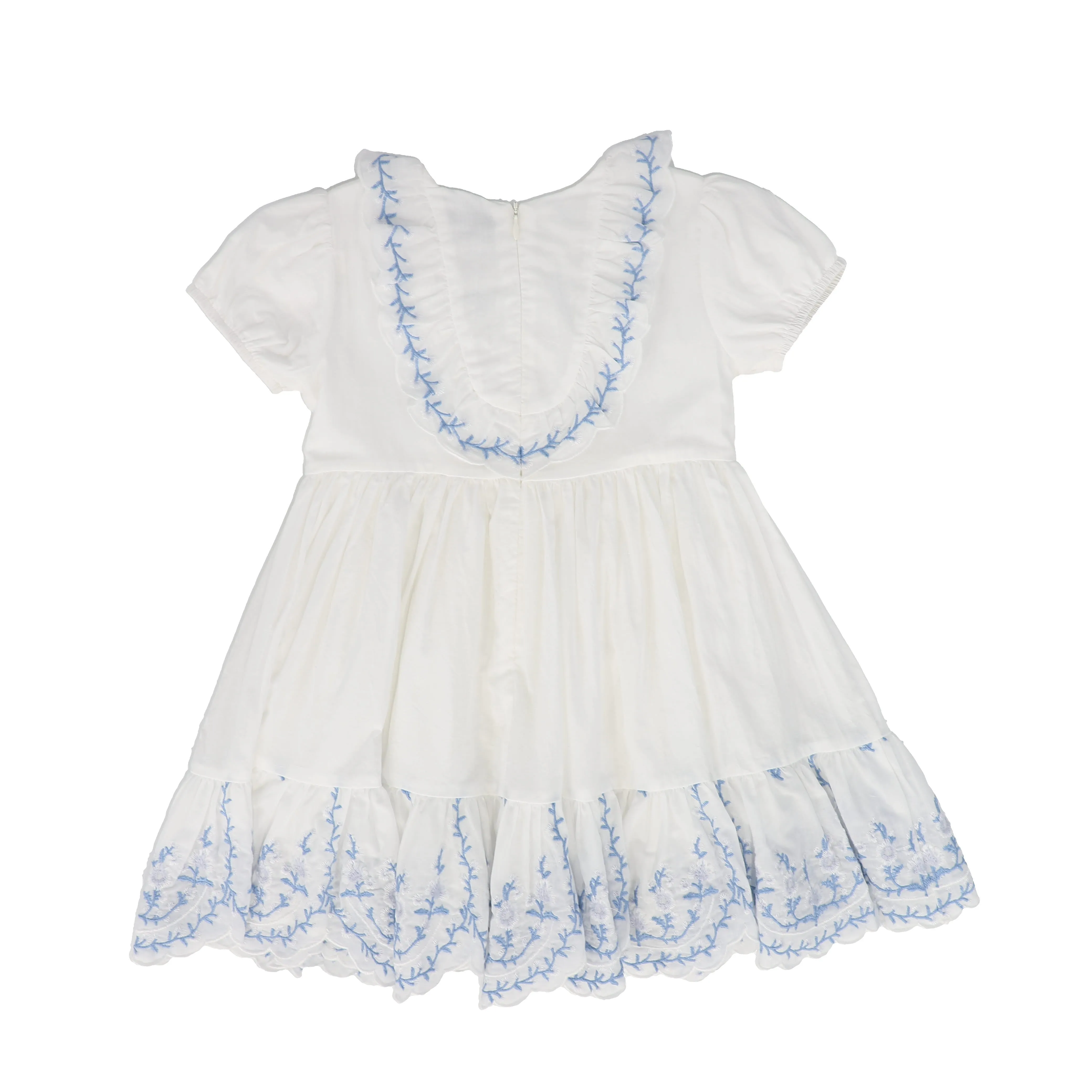 BAMBOO WHITE EMBROIDERED SCALLOP TRIM SS DRESS [FINAL SALE]