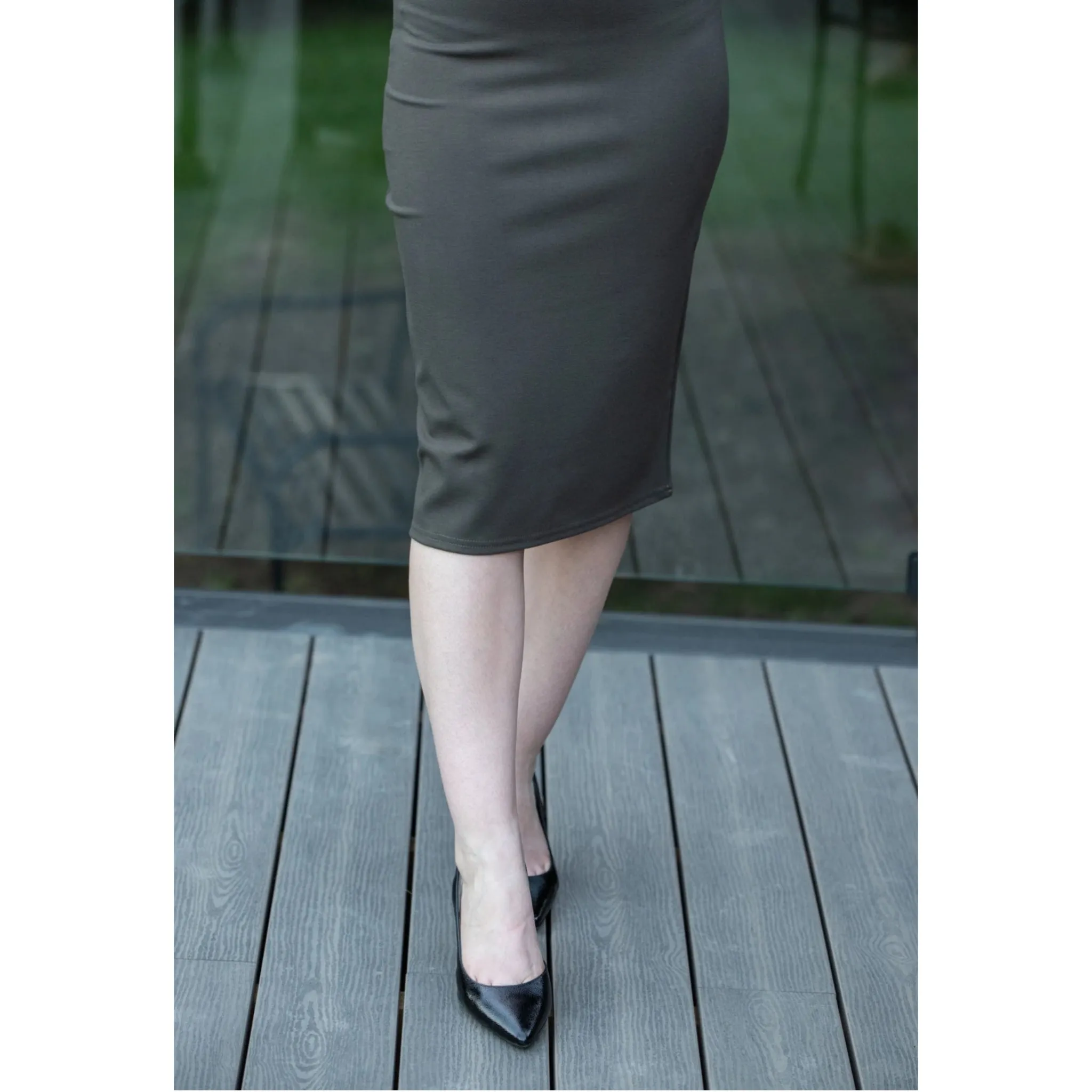 Basic Pencil Skirt by KMW: Olive