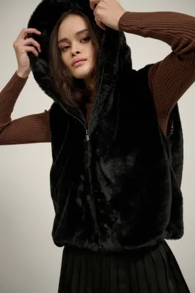 Bear With Me Faux Fur Hooded Vest