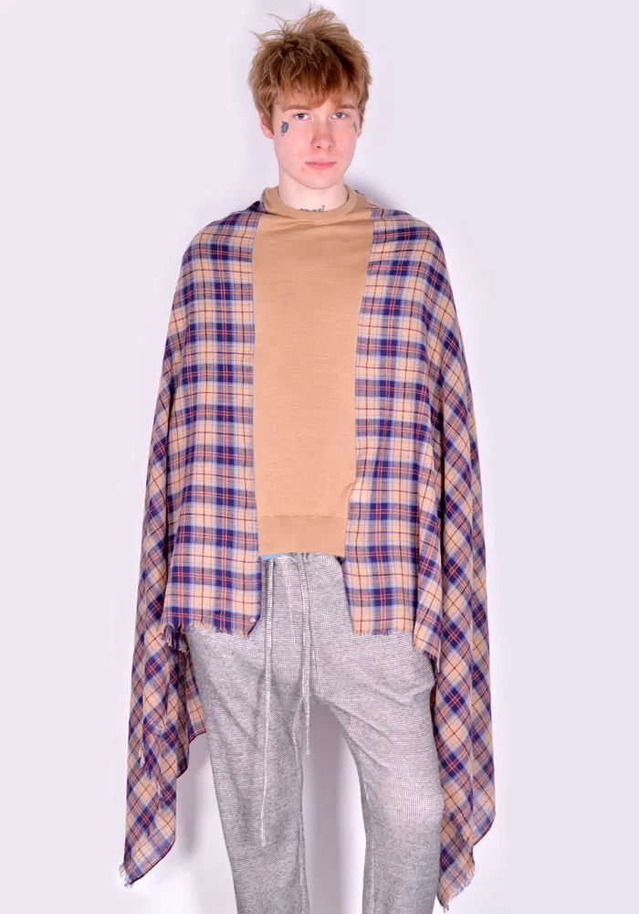 BLESS N°71 5051 SUMMER PLOP SCARF PONCHO BEIGE/CHECK